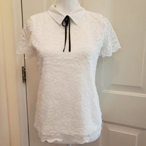 NWT Karl Lagerfeld White Lace Blouse Size Petite S